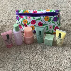 Clinique Floral Cosmetic Bag with Skincare Set